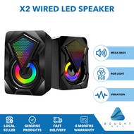 X2 Colorful LED Light PC Speaker - Wired USB, RGB Gaming Speaker for PS4, TV, Desktop, Xbox, Laptop