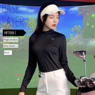 Pgm Vrouwen Elastisch เสื้อกอล์ฟอบอุ่น Lange Mouw กีฬาเสื้อฟิตเนส Strakke Slanke Gym เสื้อออกกำลังกา