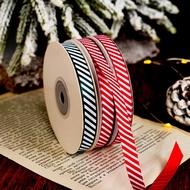 22m Red Green Striped Thread Ribbon Christmas Candy Box Biscuit Packaging Box Ribbon for Packaging