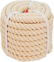 Twisted Cotton Rope (1 inch x 50 feet) Natural Thick Soft Rope for Crafts, Sports Tug of War, Hammock, Home Decorating Wedding Rope