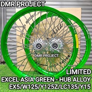 [EXCEL ASIA GREEN HUB CUSTOM] Y15/Y16/Y125Z/LC135/LCV8/LC5S EXCEL ASIA ALLOY RIM LIMITED GREEN ALLOY RIM EXCEL ASIA