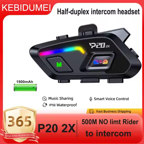 KEBIDUMEI Motorcycle Helmet Headset BT 6.0 500M Half Duplex Intercom Music Sharing IP56 Waterproof 1