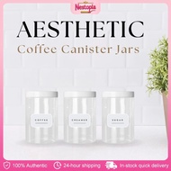 Coffee Jars 600mL,630L, Round PET Plastic Container and Pantry Organizer with Free Vinyl Stickers