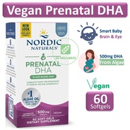 Nordic Naturals Prenatal DHA Plant Based Omega3 60 Softgels Vegan Algae Pregnancy
