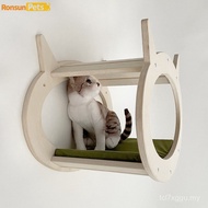 Bingkai Memanjat Kucing Kayu Dinding Habitat Haiwan Peliharaan Dipasang di Dinding Katil Kucing Dua 