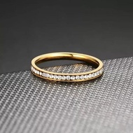 4s Grosir Solo || CINCIN TITANIUM AKSEN FULL PERMATA WARNA EMAS ANTI KARAT&LUNTUR