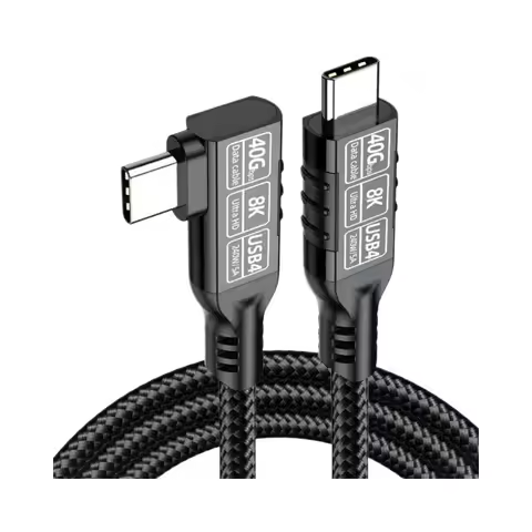 Thunderbolt4 Cable USB4 Elbow 90 Degree Angle Cable PD240W 40Gbps Type-C Thunderbolt3 Data Charging 