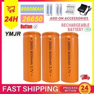 🎉𝐒𝐆 𝐋𝐨𝐜𝐚𝐥🎉26650 Rechargeable Battery 3.7V Li-Ion Battery 8000mAh Flat Top 18650 4800mAh Battery Flas