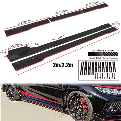Universal 2.2M/2m Car Side Skirts Extension Spoiler Rocker Panels Lip Splitters ABS Side Spoiler Car