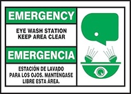 Accuform SBLFSD904VSP Adhesive Label, Legend "Emergency Eye WASH Station Keep Area Clear", 3.5" Heig