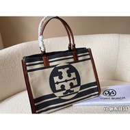 Tory Burch tote bag ELLA/counter with the same paragraph/2022 trend new/leather women's bag/