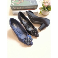 Ivory Women's Chunky Heels Satin Shoes 537-A1