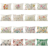 30*50CM Spring Floral Pillow Covers Linen Wildflower Plant Cushion Covers For Sofa Chair Bed Car Home Party Table Decor