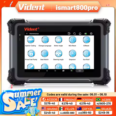 VIDENT iSmart800 Pro OBD2 Scanner Full System Car Diagnostic Tool Key Programming Bi-Directional Con