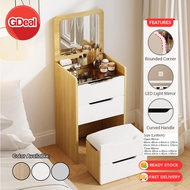 GDeal Dressing Table Set With LED Light Makeup Table Mirror Drawer Cabinet Storage Stool Vanity Tabl