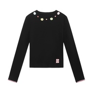 เสื้อยืดแขนยาวทรงสลิมฟิตสำหรับผู้หญิง BIPOLAR ทรงพอดีตัวสไตล์เกาหลี สัมผัสเนื้อผ้าคอตตอน สวมใส่สบาย 