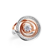 莫桑石螺旋求婚訂婚鑽石戒指套裝 14k金圓環新娘結婚2合1戒指指環
