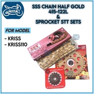 KRISS K110 415 SSS HALF GOLD REAR  SPROCKET SETS SSS GOLD CHAIN HARDEN STEEL