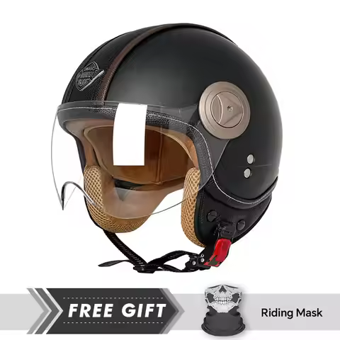 Open Face Motorcycle Helmet Comfortable 3/4 Open Face Helmet Vintage Open Helmets For Men Women Safe