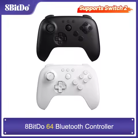 8BitDo 64 Bluetooth Controller with Hall Effect Joysticks for Analogue 3D, Nintendo Switch, Switch 2