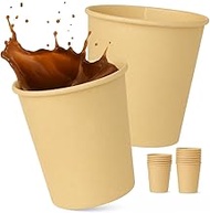 Commerline Pack of 200 Coffee Cups to Go, 200 ml (8 oz) Paper Cups Brown for Coffee & Tea, Disposabl