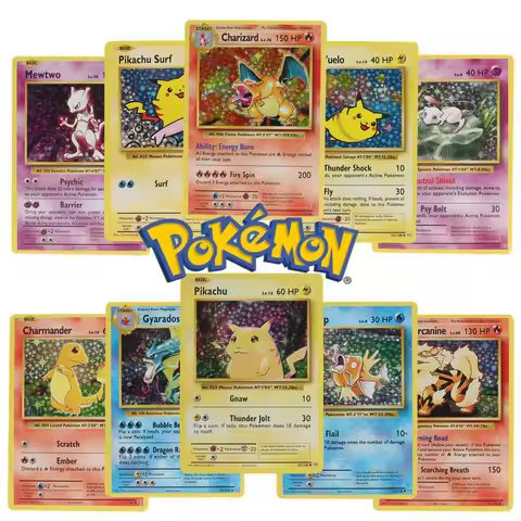 60Pcs English Pokemon Card 1996 Year First generation Flash Shining Fire-breathing dragon Charizard 