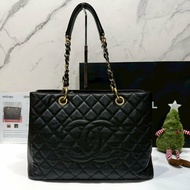 CHANEL GST荔枝黑金購物包