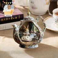 【MA】 Easter Home Decor Items Rabbit In Teacup Warm Home 2d Acrylic Pendant Bapa Pendant Car 【RE】