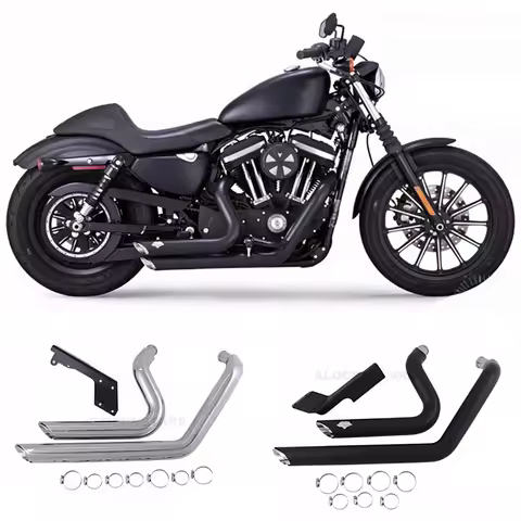Black Chrome Motorcycle V-H Dual Exhaust System Muffler Exhaust Pipe For Harley Sportster XL1200 XL8