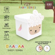 KUBO KIDS Children's Toy Storage Box Size 35x35x35 cm - Farm Series Sheep/Sheep Characters