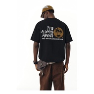 FPA Trendy Brand FPA Summer Coconut Tree Printed Short sleeved T-shirt Summer Loose Cotton Round Nec