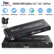 FJGEAR 4K HDMI Splitter 1x2/1x4/1x8 Power Adapter TV Monitor Projector CCTV
