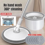 [Free-6 Mop Pads] Spin Mop Sewage Separation Spin Mop Self Cleaning Spin Mop Bucket  Automatic Wet and Dry