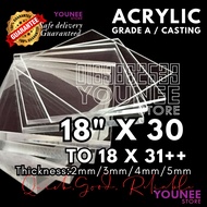 18 x 30 inches to 31++ inches acrylic sheet with 2mm, 3mm 4mm and 5mm / transparent akrilik