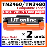 2x Compatible to Brother TN-2480 TN 2480 TN2480 TN-2460 TN2460 2460 TN2480XL DR2455 for DCP-L2535dw