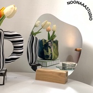 Laila mirror + wooden base Aesthetic Makeup support/ circle wall mirror /mirror