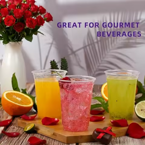 20 Pack Clear Plastic Cups with Lids - NO Spill, No Leak for Iced Coffee, Smoothies & 4th of July BB