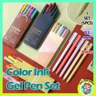 Color Ink Gel Pen Set 0.5mm Refill Smooth Ink Writing Durable Signing Pen 5 Colors Vintage Color Macarons Red Blue
