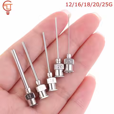 12G+16G+18G+20G+25G 5pcs Stainless Steel Needle Blunt Tip Syringe Dispenser Needles Dispensing Glue 