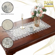 HOT🔥EMBROIDERED LACE/TABLE RUNNER/RUNNER FOR 4/6/8/10/12 SEATER-SILVER