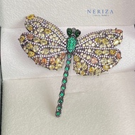 Neriza Jewelry เข็มกลัดแมลงปอเพชรเกรดพรีเมี่ยม ประกายไฟเทียบเท่าเพชรแท้ จัดส่งพร้อมกล่อง NP012