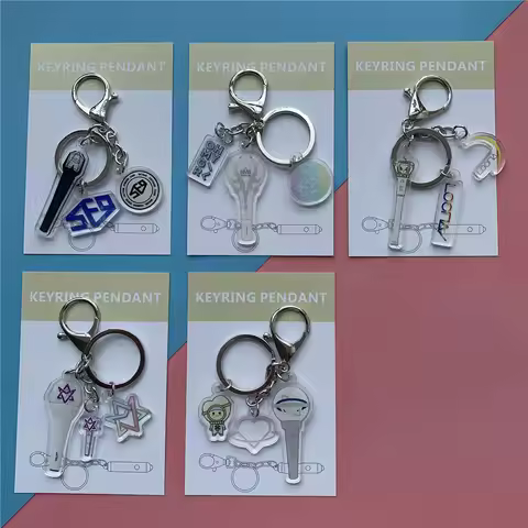 5CM KPOP ASTRO SF9 DAY6 Fashion Acrylic Light Stick Keyring SHINee LOONA MONSTA X VICTON Keychain Ba