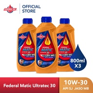 FEDERAL Ultratec 30 10W-30 800ml Matic Oil - Automatic Motorcycle Oil (3 Bottles)