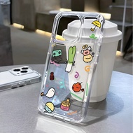 Transparent space case for iphone 16 pro max 11 15promax 14 13 12 7Plus X XS Max 8 7 Cute food icons