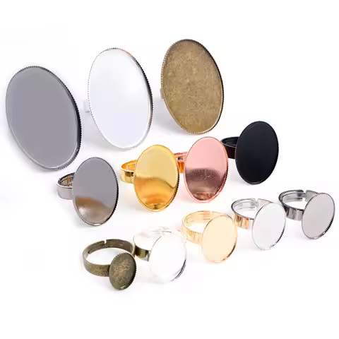 13x18mm 18x25mm 30x40mm Fashion Colors Plated Brass Oval Adjustable Ring Settings Blank,Fit 10x14-30