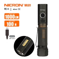 NICRON ไฟฉาย LED N6/WL81ชาร์จ Dual-หลอดไฟ Spotlight/Floodlight 1000lm ไฟฉาย IP67กันน้ำ18650แม่เหล็กไ