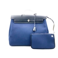 Hermes 愛馬仕herbag 藍色帆布拼皮