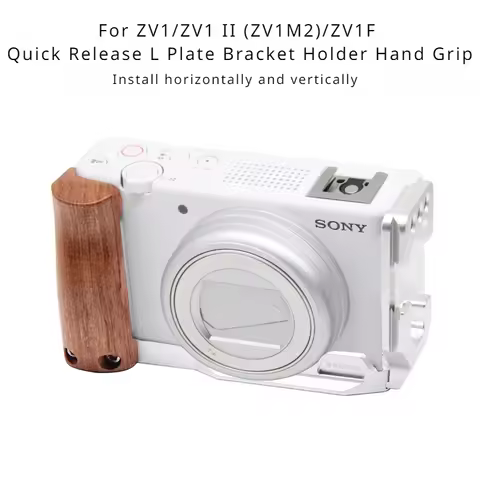 for ZV1/ZV1II /ZV1F Camera Vlog Rig L-Shape Wooden Grip with Cold Shoe for Sony ZV1/ZV1II Camera Vlo