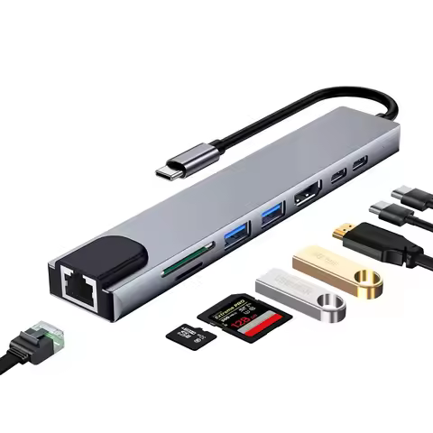 Type-C 8-in-1 Docking Station Tablet Computer Switch Game Console Multi-functional USB Hundred Megab