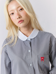 Ember Whisker Step Classic Top เสื้อเชิ้ตลายทาง ปกโค้งเอกลักษณ์ Logo หัวใจ รุ่นคลาสสิก ใส่ได้ทุกวัน